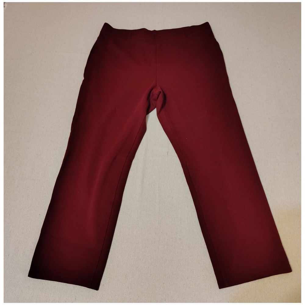 Karen Scott Sport Womens Burgundy PL Wide Leg‎ Casual Pants Cropped PP